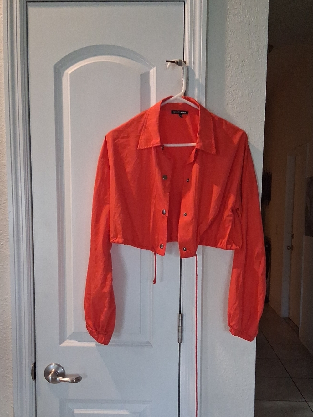 Fashion Nova Cropped Orange Bomber Jacket